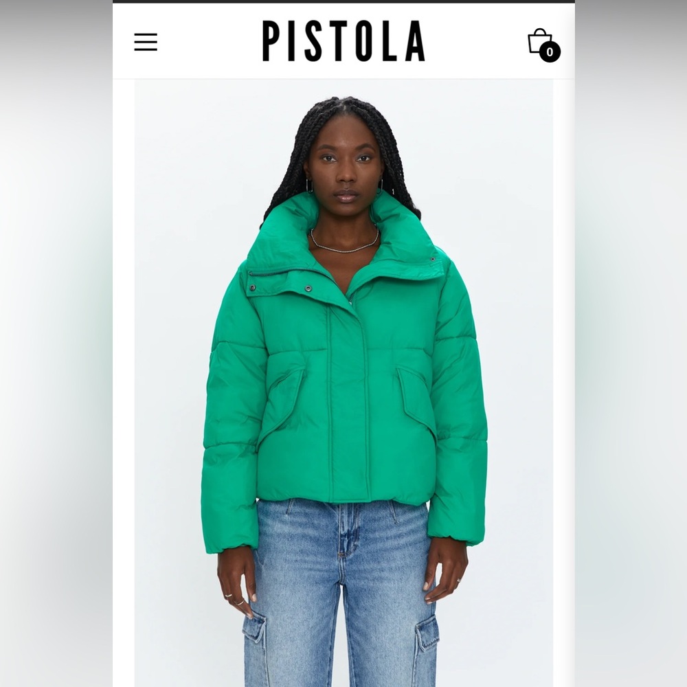 Pistola Donovan Green Puffer Jacket- Evergreen. Size L.